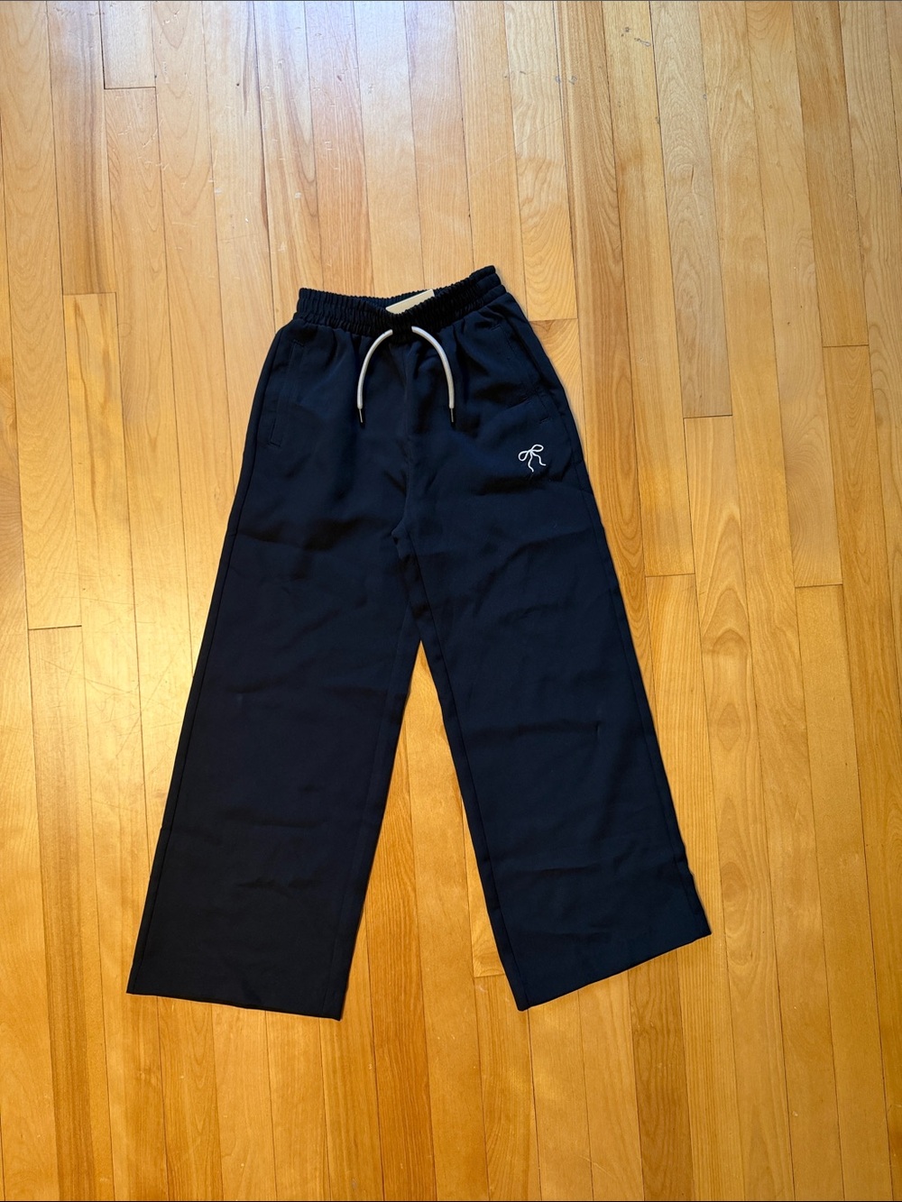 Kids Wide-Leg Knit Pull-On Pants - black